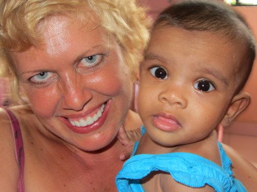 Val with baby at a Sri Lankan orphanage